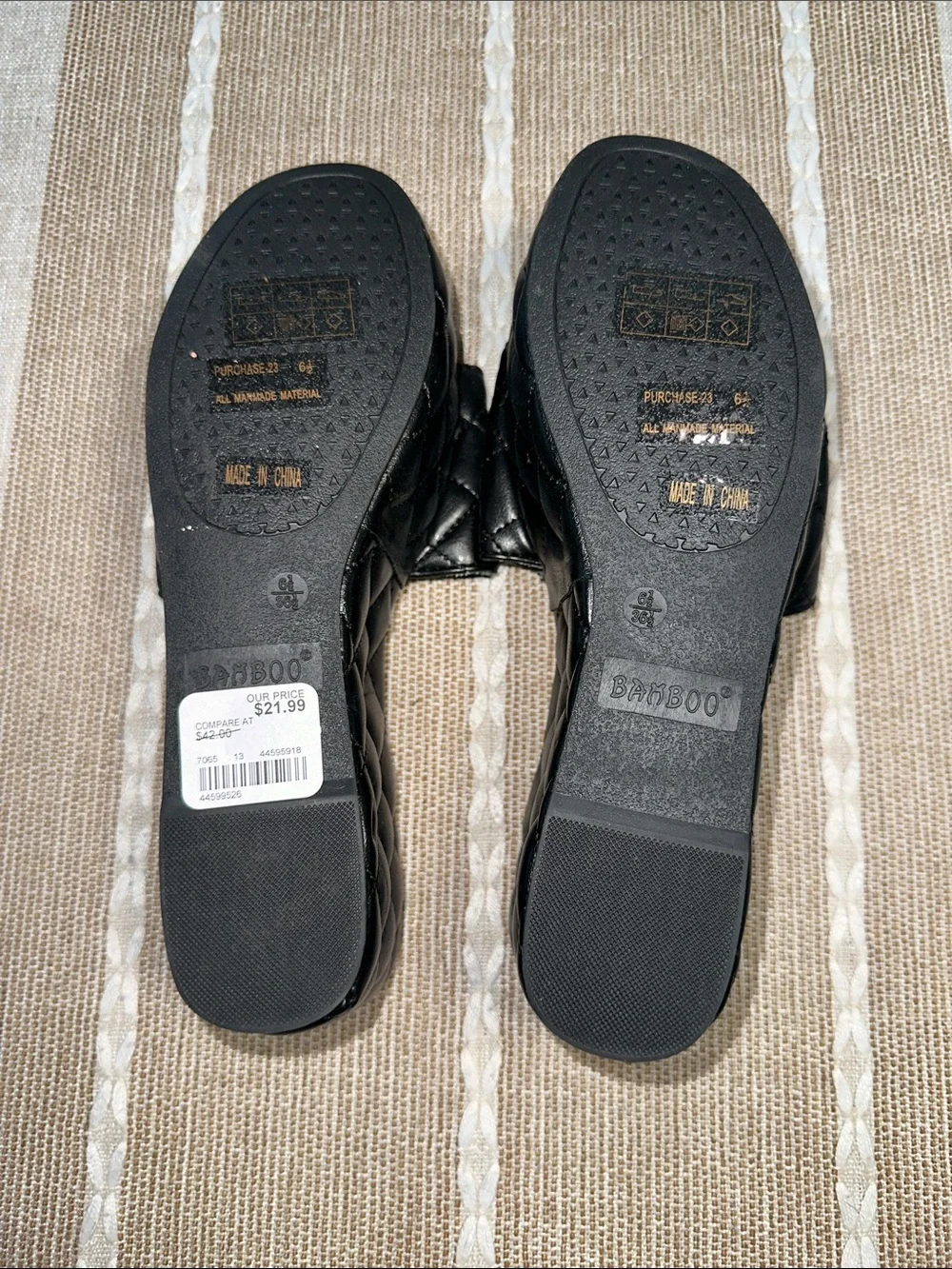 BAMBOO Black Quilted Slide Mules